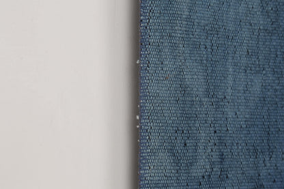 3x4 Handmade Hemp Tapestry Rug, Blue Minimalist Wall Hanging, Natural Fiber Art Decor