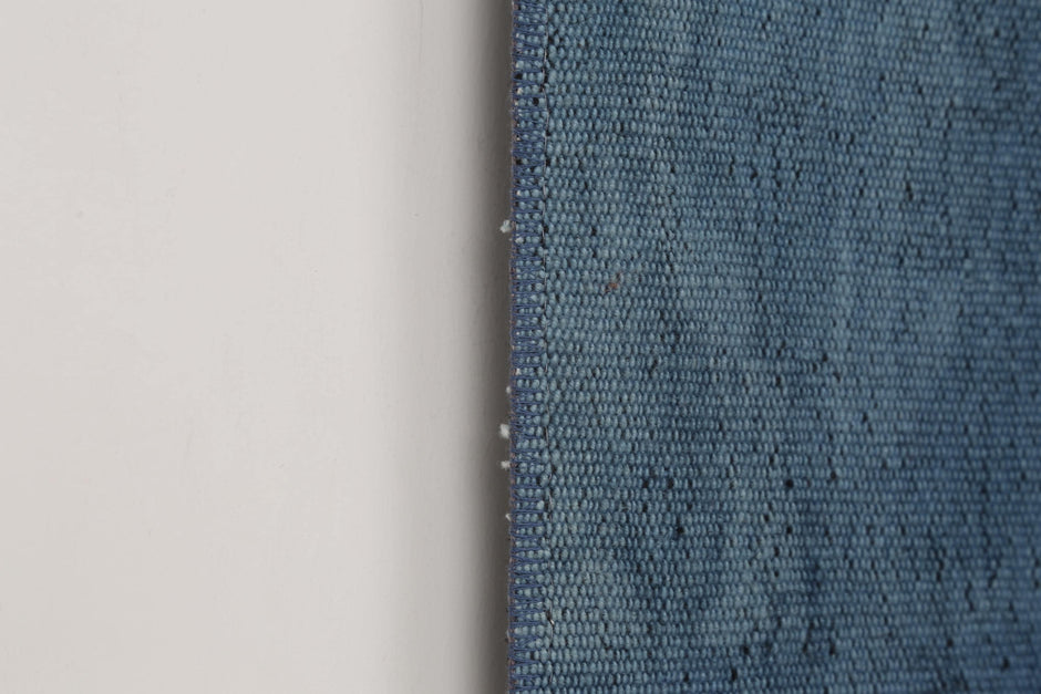 3x4 Handmade Hemp Tapestry Rug, Blue Minimalist Wall Hanging, Natural Fiber Art Decor