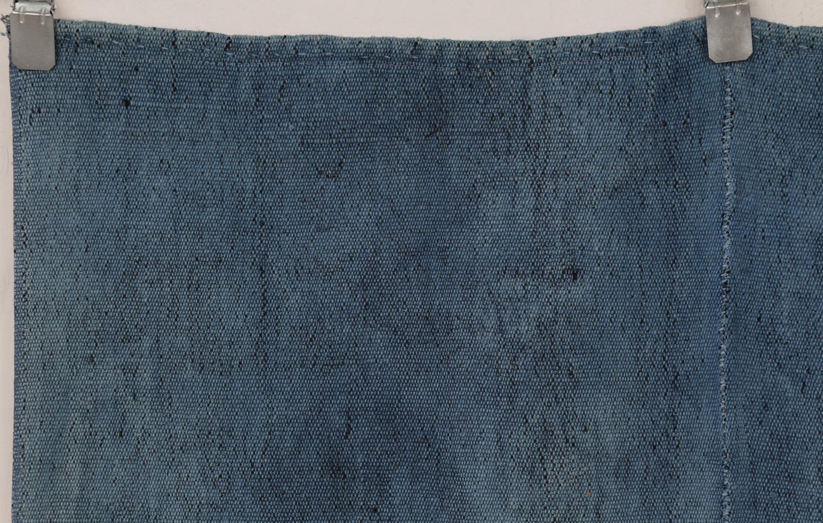 3x4 Handmade Hemp Tapestry Rug, Blue Minimalist Wall Hanging, Natural Fiber Art Decor