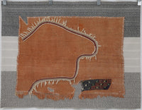 3x4 Handmade Wool Tapestry Rug, Orange Abstract Textile Wall Hanging, Boho Fiber Art Decor