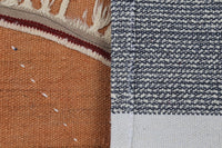 3x4 Handmade Wool Tapestry Rug, Orange Abstract Textile Wall Hanging, Boho Fiber Art Decor