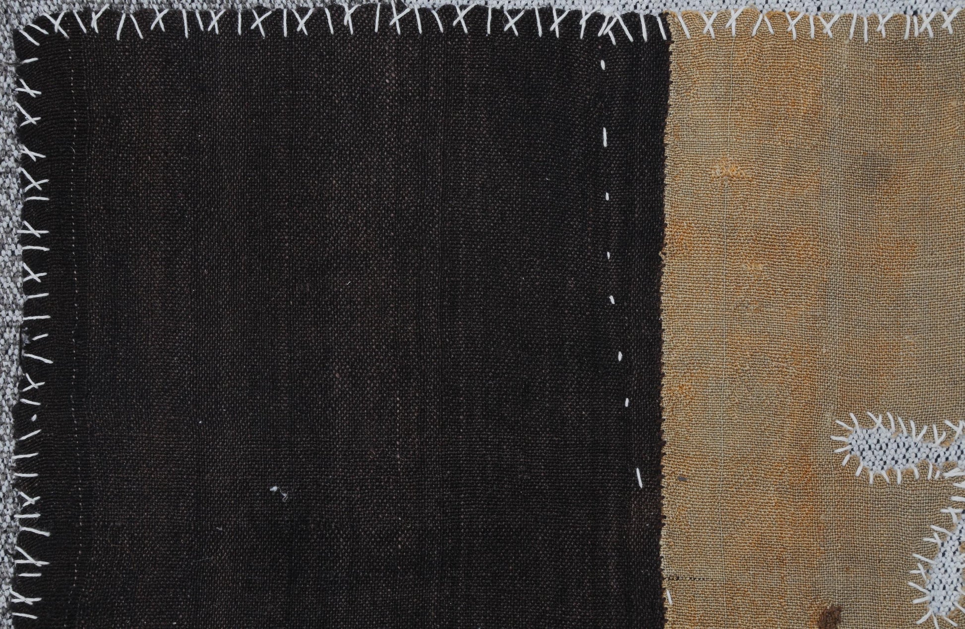 3x4 Handmade Wool Tapestry Rug, Neutral Brown Color Block Wall Hanging, Modern Textile Art