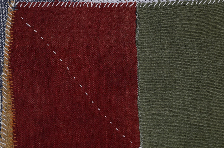 3x4 Handmade Wool Tapestry Rug, Abstract Color Block Wall Hanging, Modern Textile Fiber Art