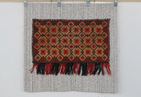Vintage Turkish Tapestry Rug, Red Black Geometric Wall Hanging (3'2" x 3'5") - photo 2 of 9