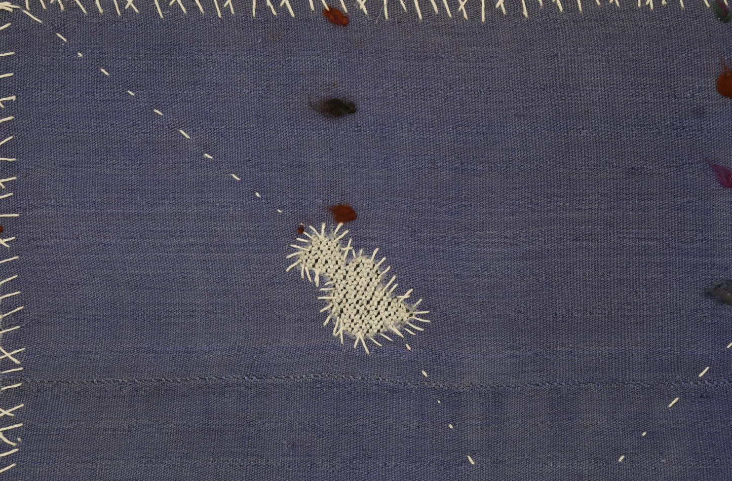 3x4 Handmade Wool Tapestry Rug, Blue Abstract Textile Wall Hanging, Modern Fiber Art Decor