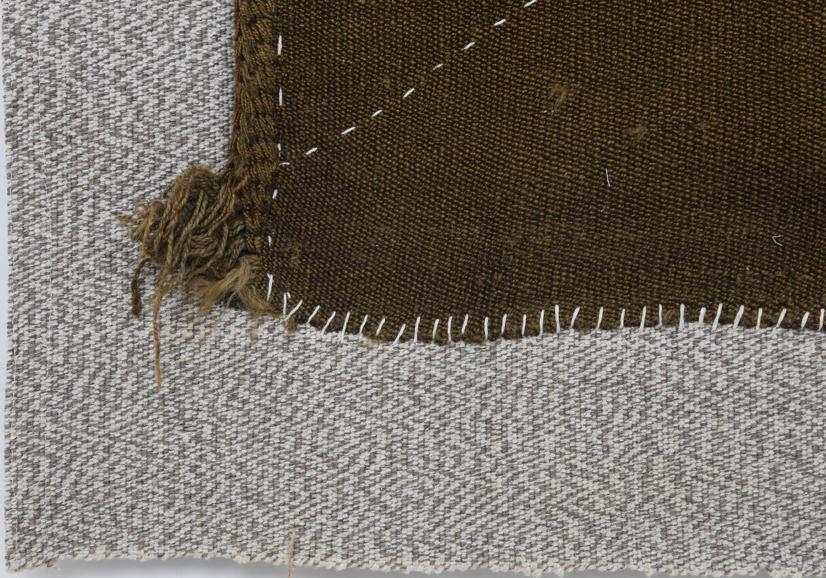 3x4 Handmade Wool Tapestry Rug, Brown Minimalist Textile Wall Hanging, Fiber Art Decor