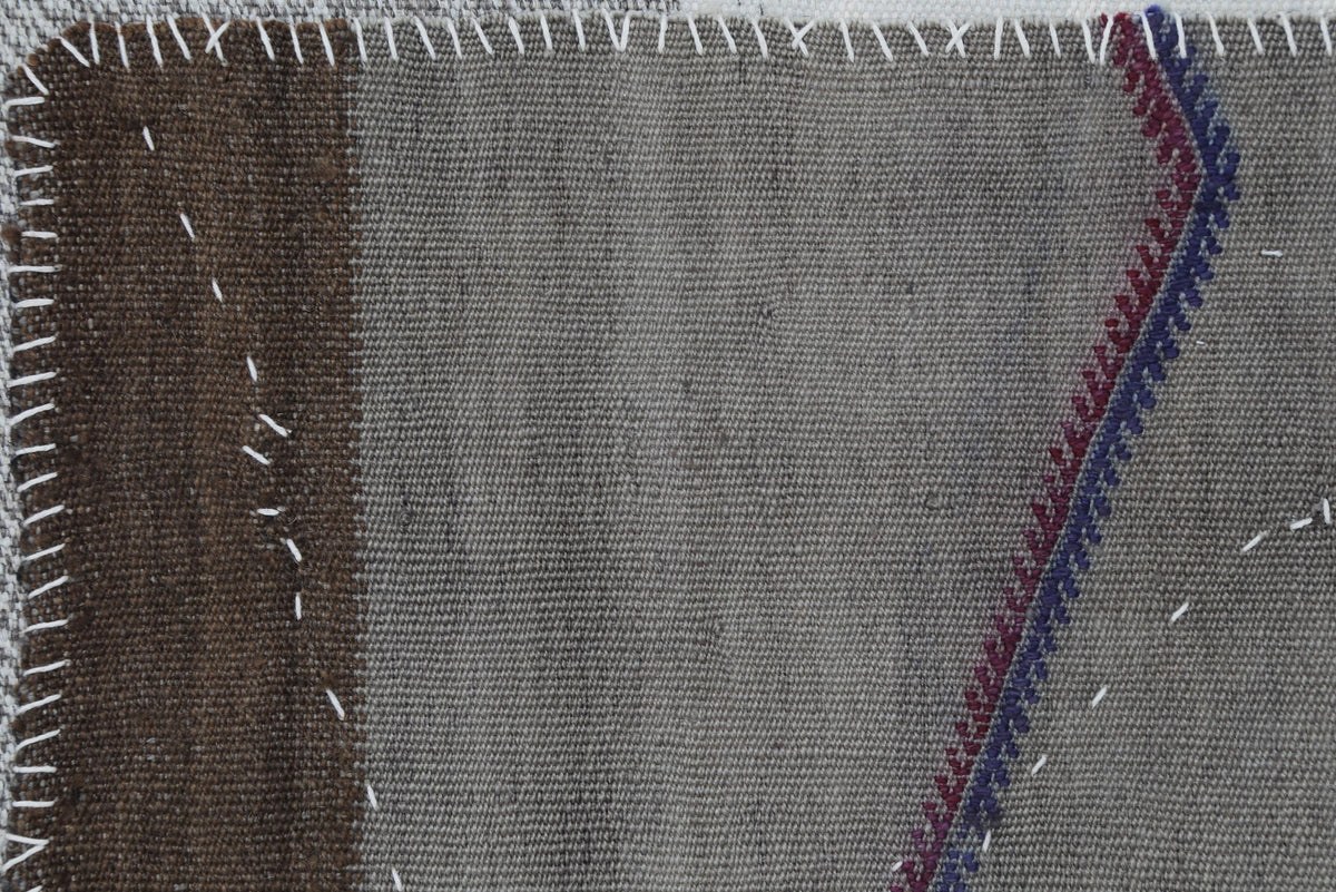 3x4 Handmade Wool Hemp Tapestry Rug, Neutral Geometric Textile Wall Hanging, Rustic Fiber Art Decor