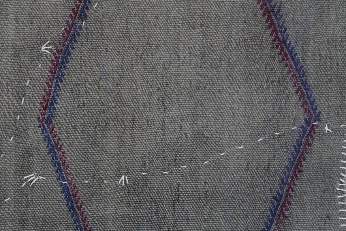 3x4 Handmade Wool Hemp Tapestry Rug, Neutral Geometric Textile Wall Hanging, Rustic Fiber Art Decor
