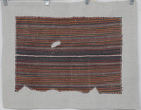 Vintage Turkish Tapestry Rug, Red Brown Striped Wall Hanging (3'5" x 4'4") - photo 2 of 8