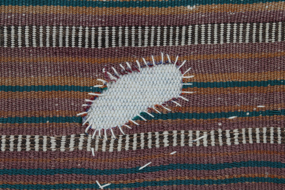 3x4 Handmade Wool Tapestry Rug, Striped Textile Wall Hanging, Rustic Fiber Art Decor