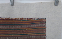 Vintage Turkish Tapestry Rug, Red Brown Striped Wall Hanging (3'5" x 4'4") - photo 6 of 8