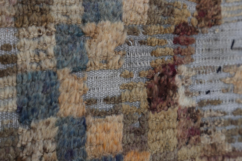 3x4 Handmade Wool Tapestry Rug, Abstract Textile Wall Hanging, Rustic Fiber Art Decor