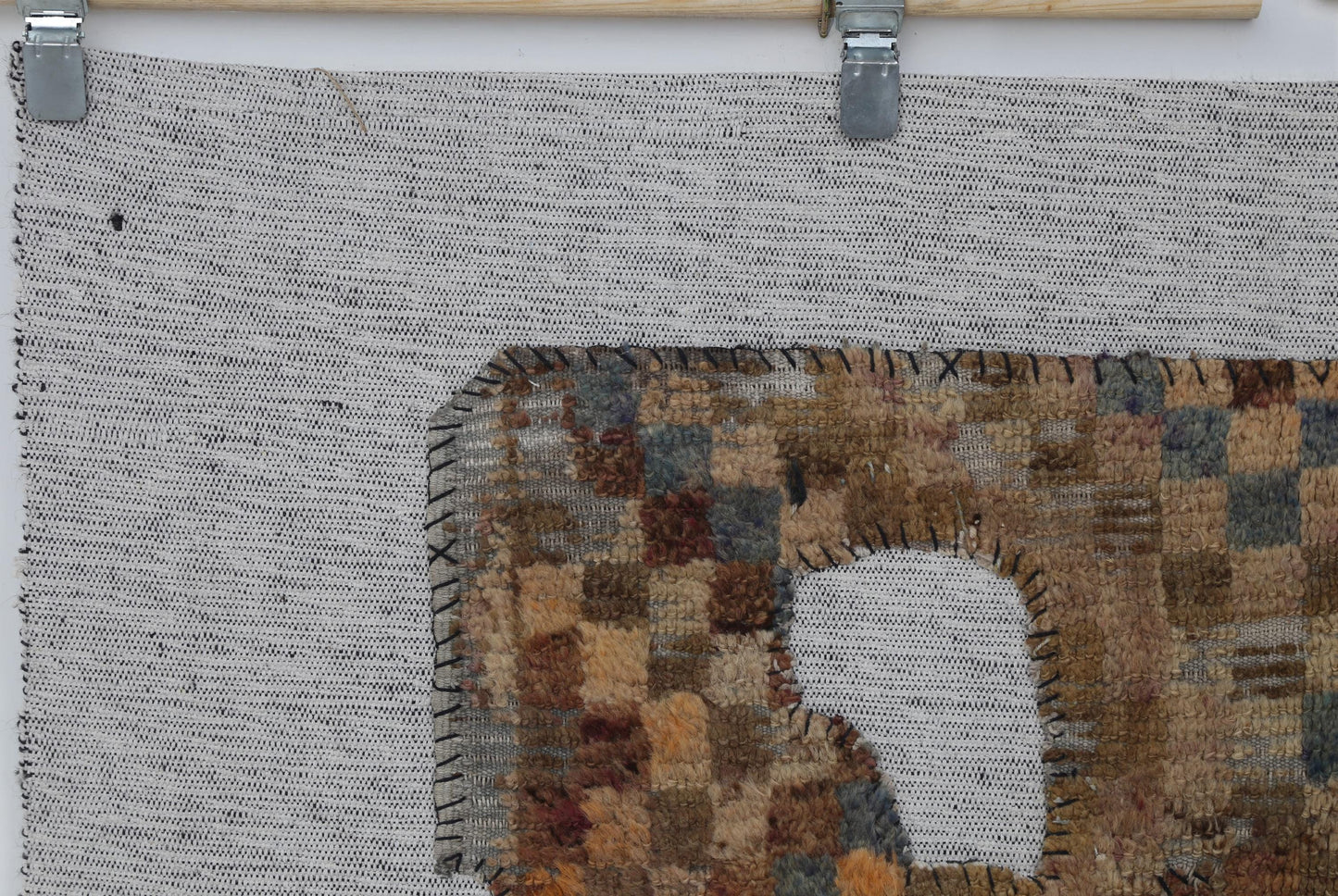 3x4 Handmade Wool Tapestry Rug, Abstract Textile Wall Hanging, Rustic Fiber Art Decor