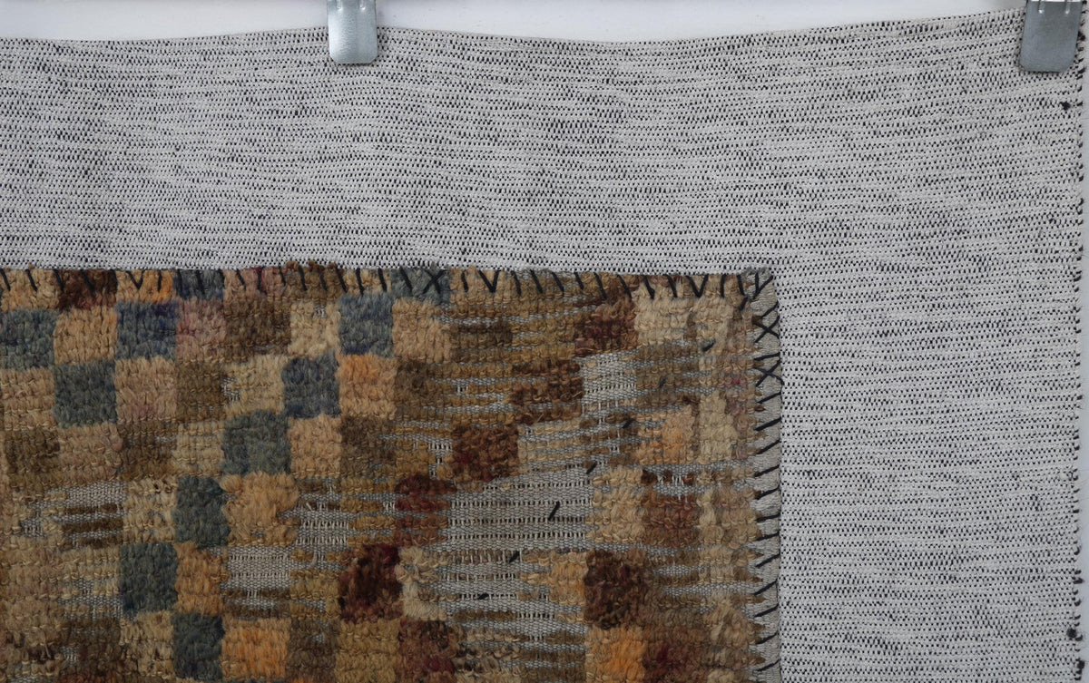 3x4 Handmade Wool Tapestry Rug, Abstract Textile Wall Hanging, Rustic Fiber Art Decor