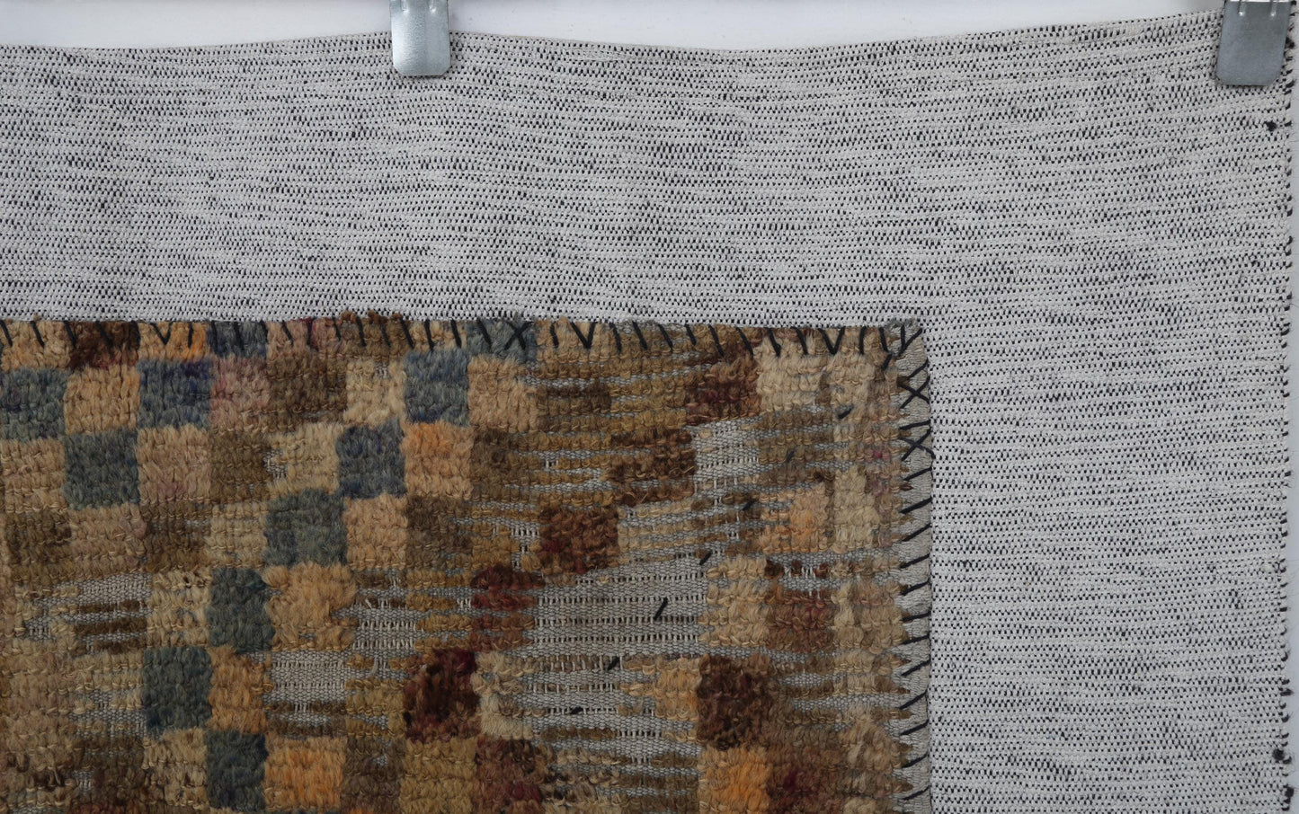 3x4 Handmade Wool Tapestry Rug, Abstract Textile Wall Hanging, Rustic Fiber Art Decor