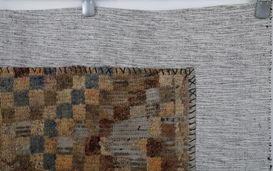 3x4 Handmade Wool Tapestry Rug, Abstract Textile Wall Hanging, Rustic Fiber Art Decor