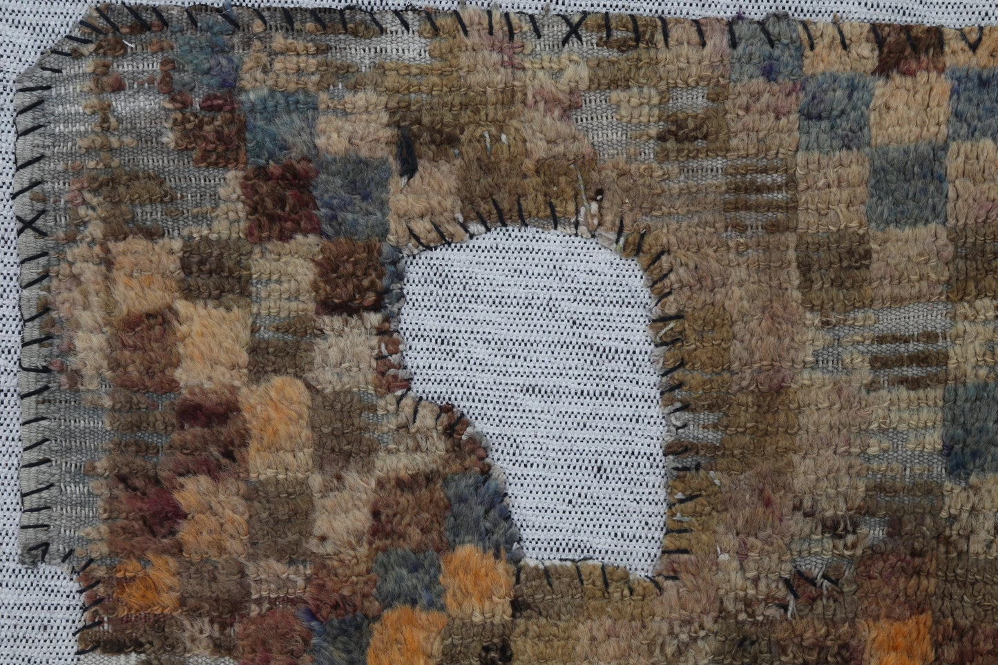 3x4 Handmade Wool Tapestry Rug, Abstract Textile Wall Hanging, Rustic Fiber Art Decor