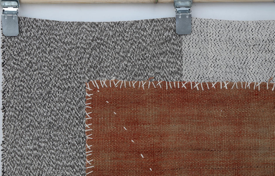 3x4 Handmade Wool Tapestry Rug, Abstract Textile Wall Hanging, Earth Tone Fiber Art Decor