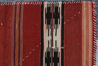 Vintage Turkish Tapestry Rug, Red Rust Striped Motif Wall Hanging (3'7" x 4'5") - photo 7 of 10