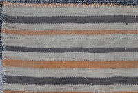 Vintage Turkish Tapestry Rug, Cream Orange Striped Wall Hanging (3'6" x 4'4") - photo 4 of 10