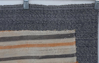 Vintage Turkish Tapestry Rug, Cream Orange Striped Wall Hanging (3'6" x 4'4") - photo 6 of 10