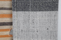 Vintage Turkish Tapestry Rug, Cream Orange Striped Wall Hanging (3'6" x 4'4") - photo 10 of 10