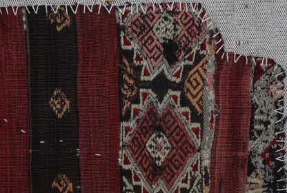 3x4 Handmade Wool Tapestry Rug, Tribal Textile Wall Hanging, Rustic Fiber Art Decor