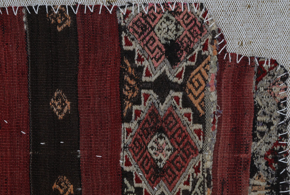 3x4 Handmade Wool Tapestry Rug, Tribal Textile Wall Hanging, Rustic Fiber Art Decor