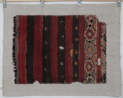 3x4 Handmade Wool Tapestry Rug, Tribal Textile Wall Hanging, Rustic Fiber Art Decor