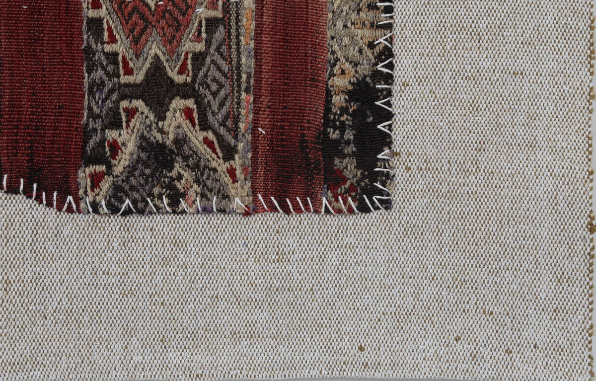 3x4 Handmade Wool Tapestry Rug, Tribal Textile Wall Hanging, Rustic Fiber Art Decor