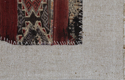 3x4 Handmade Wool Tapestry Rug, Tribal Textile Wall Hanging, Rustic Fiber Art Decor