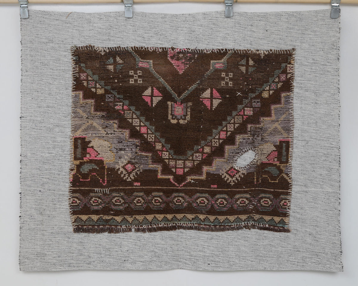3x4 Handmade Wool Tapestry Rug, Tribal Textile Wall Hanging, Rustic Fiber Art Decor