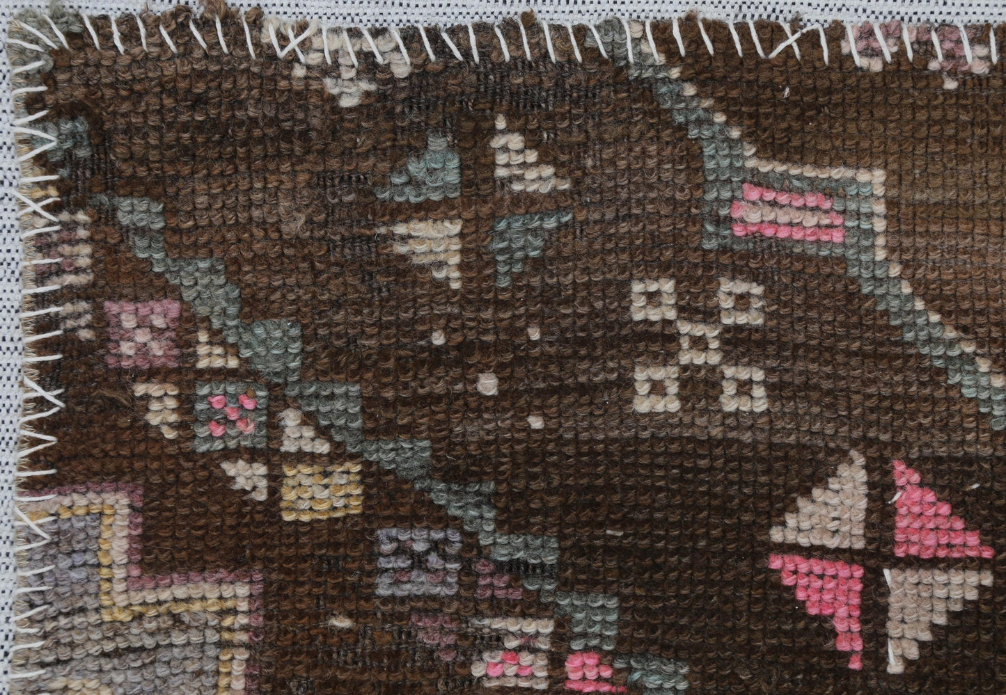 3x4 Handmade Wool Tapestry Rug, Brown Tribal Textile Wall Hanging, Rustic Fiber Art Decor