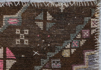 3x4 Handmade Wool Tapestry Rug, Tribal Textile Wall Hanging, Rustic Fiber Art Decor