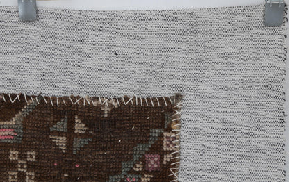 3x4 Handmade Wool Tapestry Rug, Tribal Textile Wall Hanging, Rustic Fiber Art Decor
