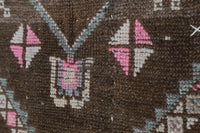 Vintage Turkish Tapestry Rug, Brown Pink Geometric Wall Hanging (3'6" x 4'5") - photo 8 of 10