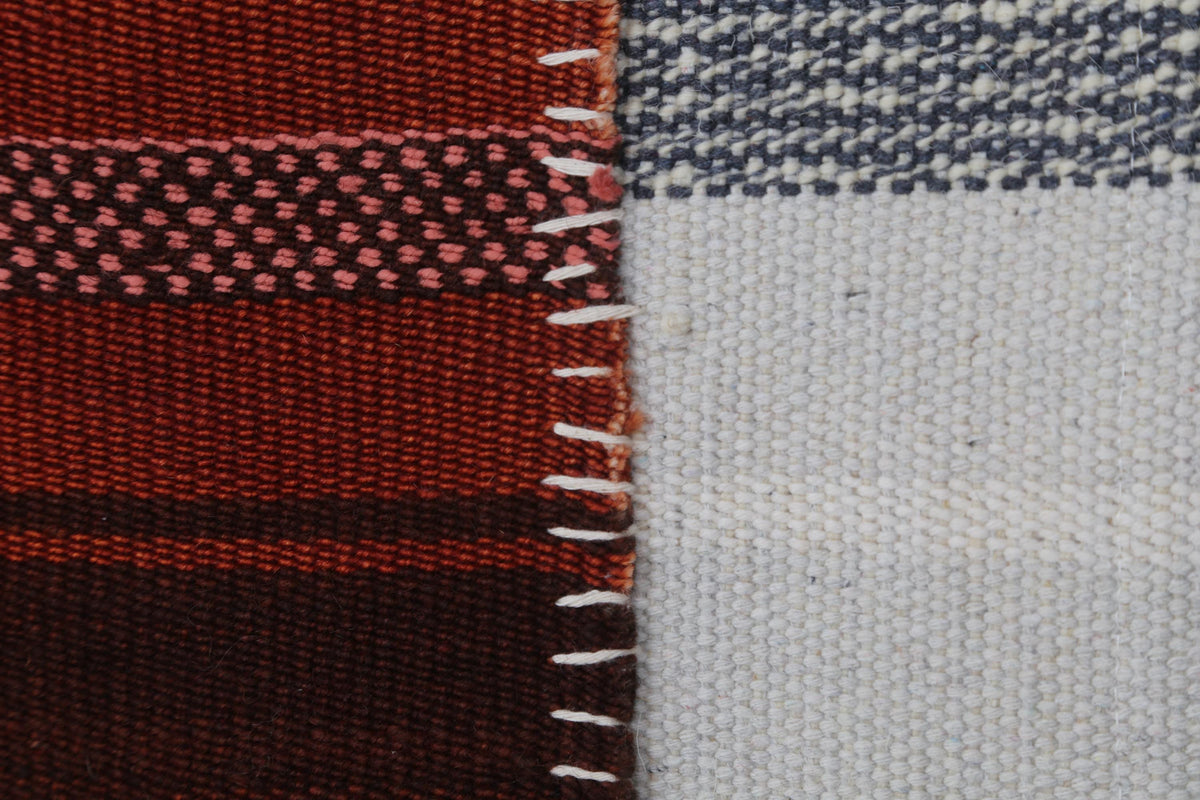 3x4 Handmade Wool Tapestry Rug, Red Striped Textile Wall Hanging, Rustic Fiber Art Decor
