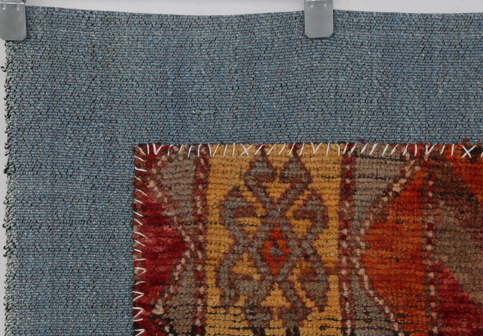 3x4 Handmade Wool Tapestry Rug, Earthy Tribal Textile Wall Hanging, Geometric Fiber Art Decor