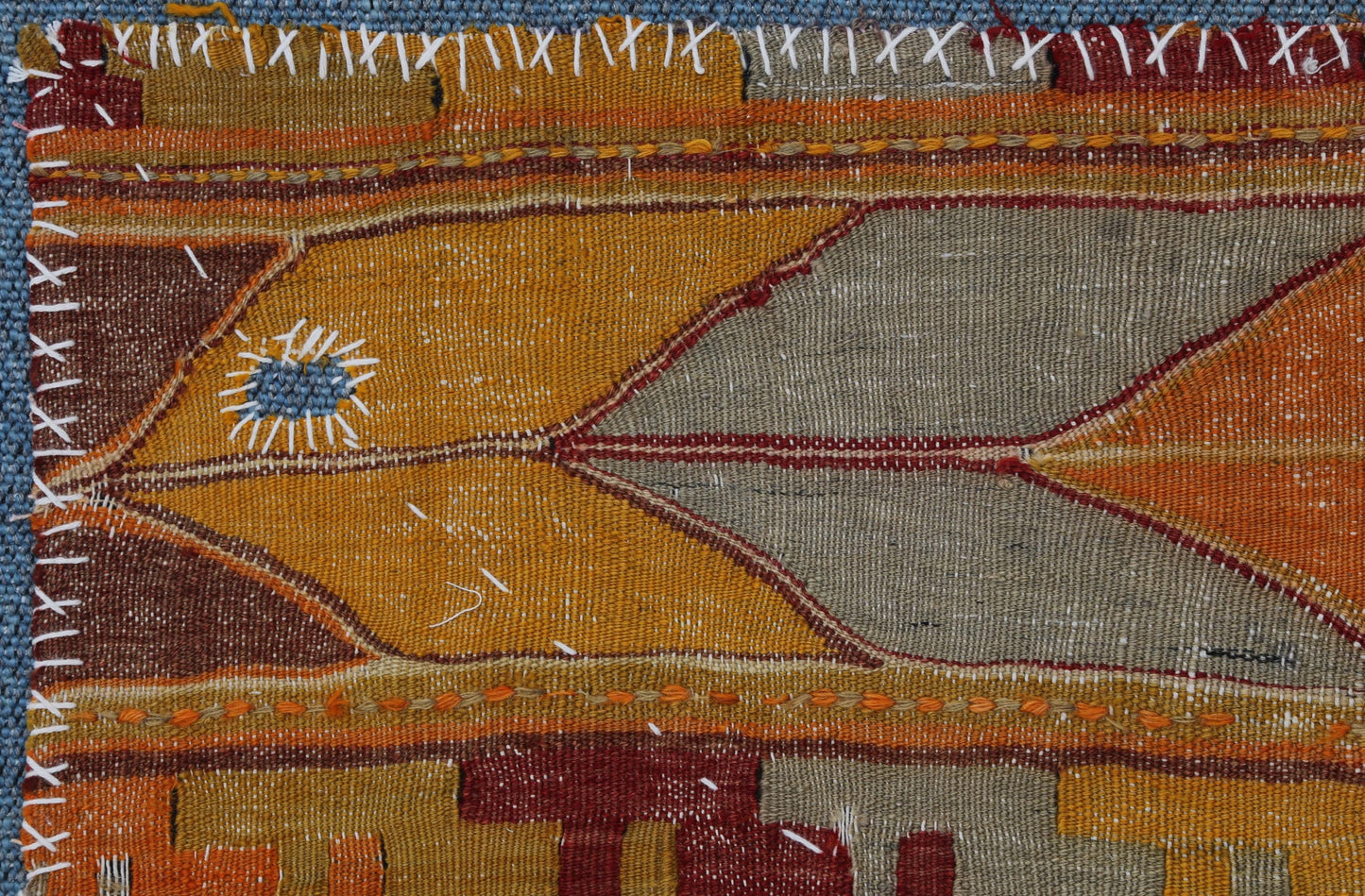 3x4 Handmade Wool Tapestry Rug, Vibrant Orange Tribal Textile Wall Hanging, Geometric Fiber Art Decor