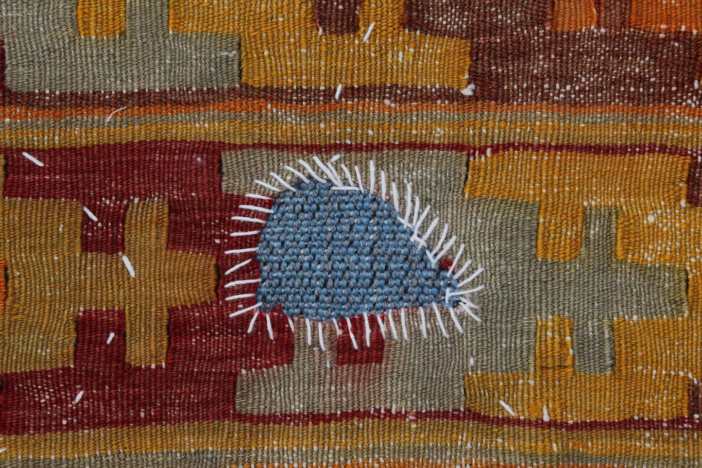 3x4 Handmade Wool Tapestry Rug, Vibrant Orange Tribal Textile Wall Hanging, Geometric Fiber Art Decor