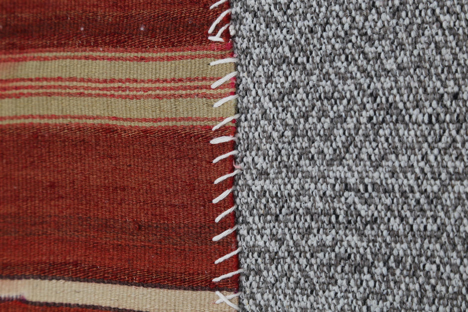 3x4 Handmade Wool Tapestry Rug, Red Tribal Textile Wall Hanging, Geometric Fiber Art Decor