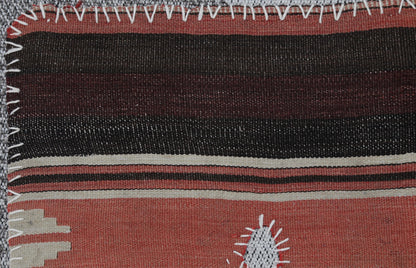 3x4 Handmade Wool Tapestry Rug, Red Tribal Textile Wall Hanging, Rustic Fiber Art Decor