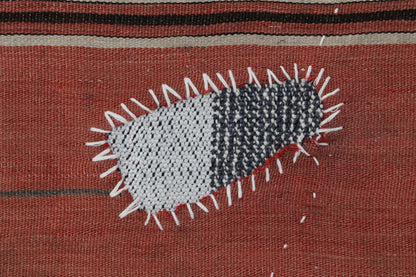 3x4 Handmade Wool Tapestry Rug, Red Tribal Textile Wall Hanging, Rustic Fiber Art Decor