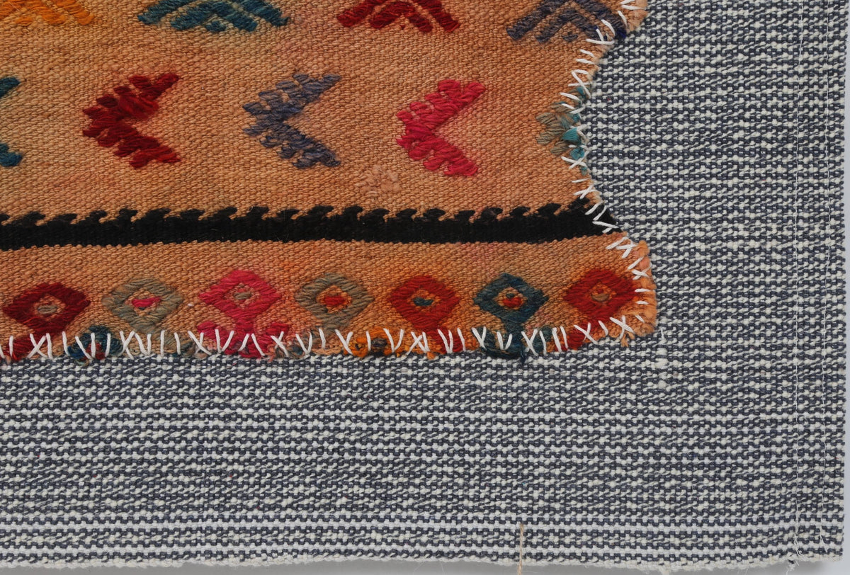 3x4 Handmade Wool Tapestry Rug, Tribal Textile Wall Hanging, Geometric Fiber Art Decor