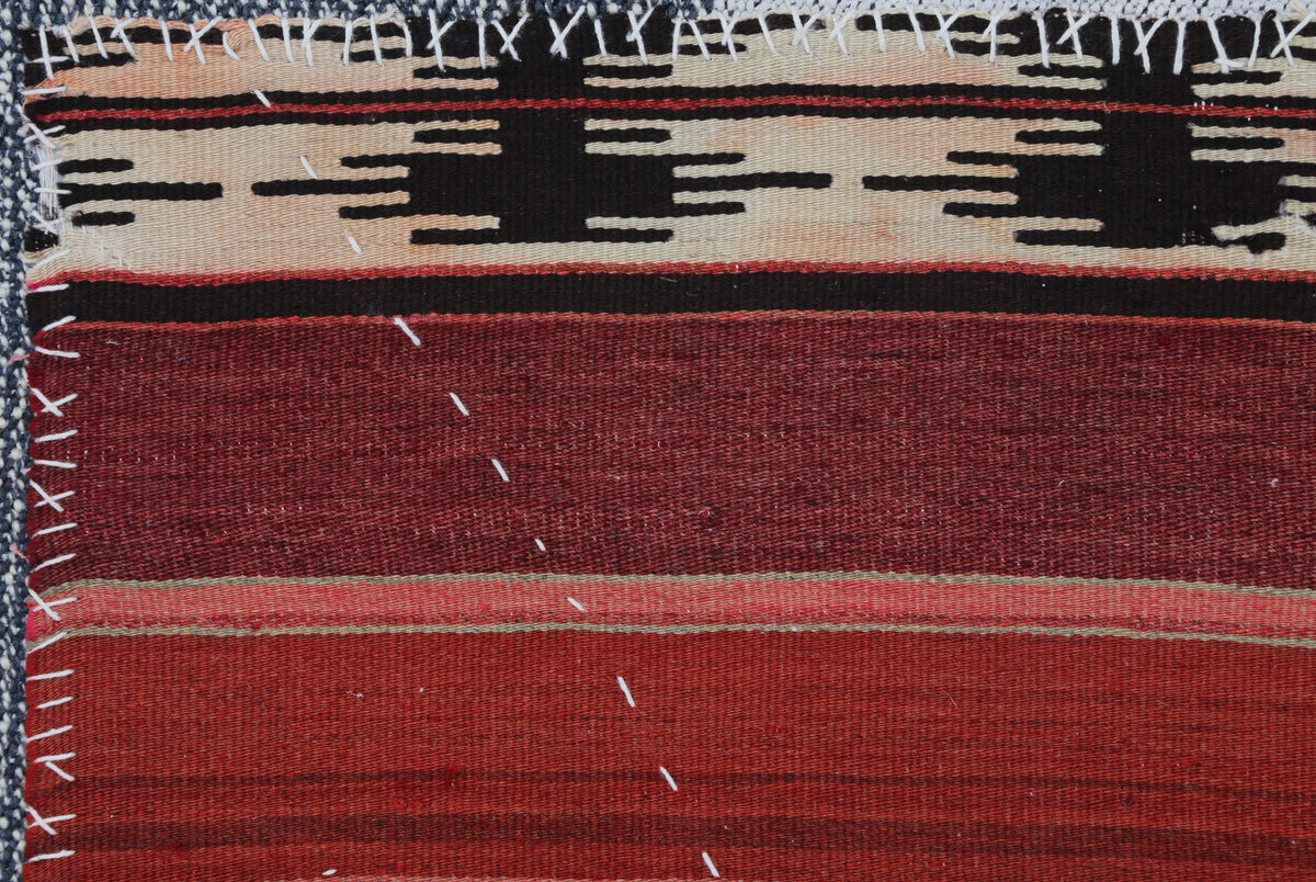 3x4 Handmade Wool Tapestry Rug, Red Tribal Textile Wall Hanging, Rustic Fiber Art Decor