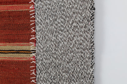 3x4 Handmade Wool Tapestry Rug, Red Tribal Textile Wall Hanging, Rustic Fiber Art Decor
