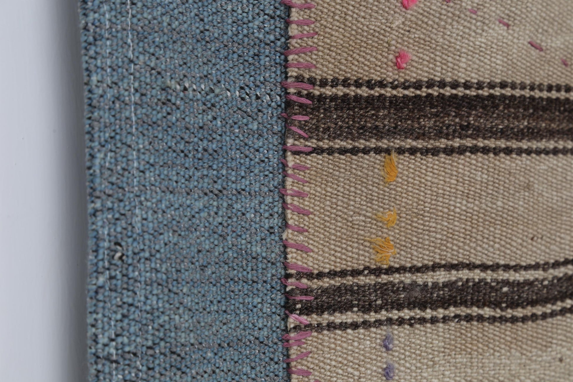 3x4 Handmade Wool Tapestry Rug, Striped Textile Wall Hanging, Rustic Fiber Art Decor