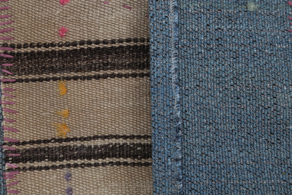 3x4 Handmade Wool Tapestry Rug, Striped Textile Wall Hanging, Rustic Fiber Art Decor