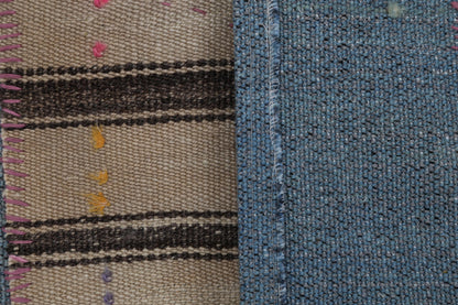3x4 Handmade Wool Tapestry Rug, Striped Textile Wall Hanging, Rustic Fiber Art Decor