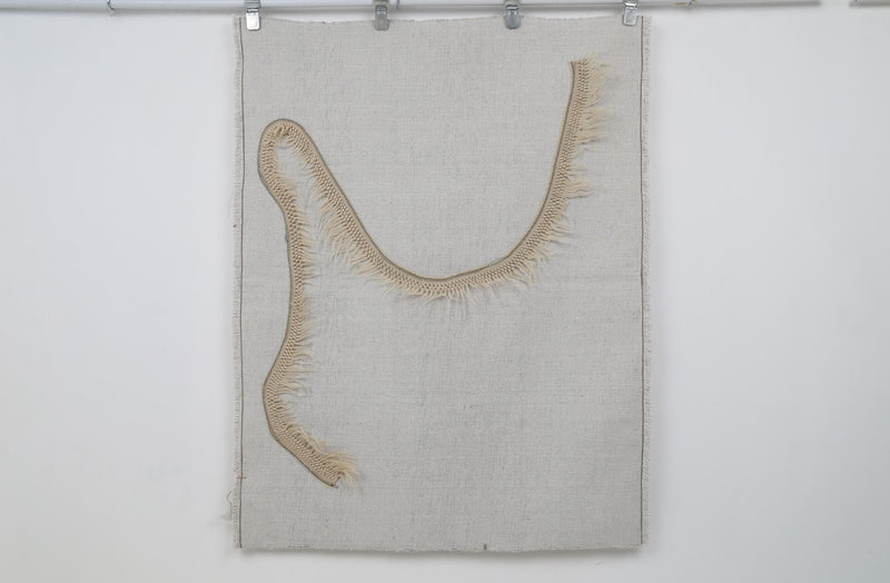 Vintage Turkish Tapestry Rug, Cream Beige Abstract (3'5" x 4'6")